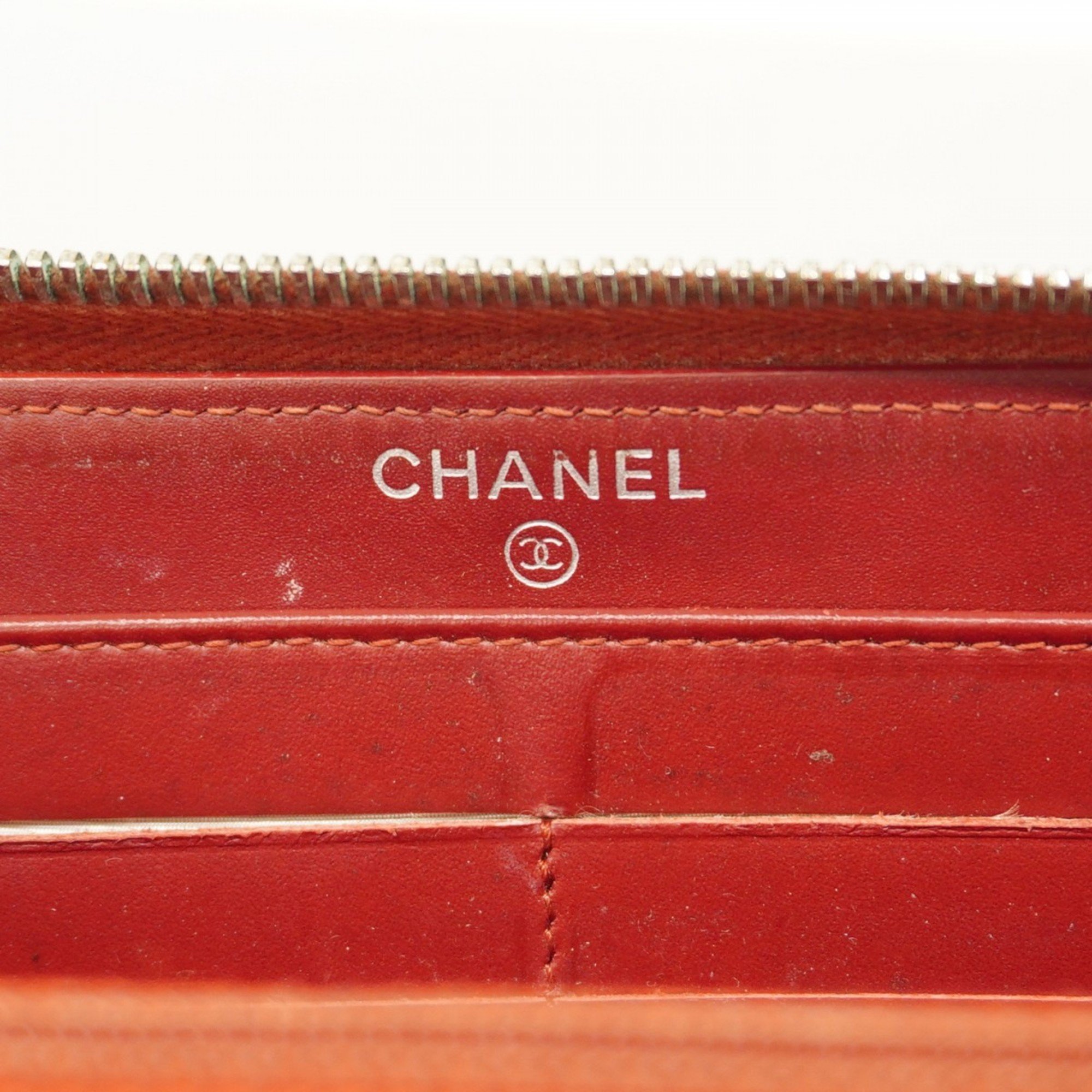 Chanel Long Wallet Matelasse Caviar Skin Red Women's