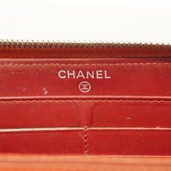 Chanel Long Wallet Matelasse Caviar Skin Red Women's