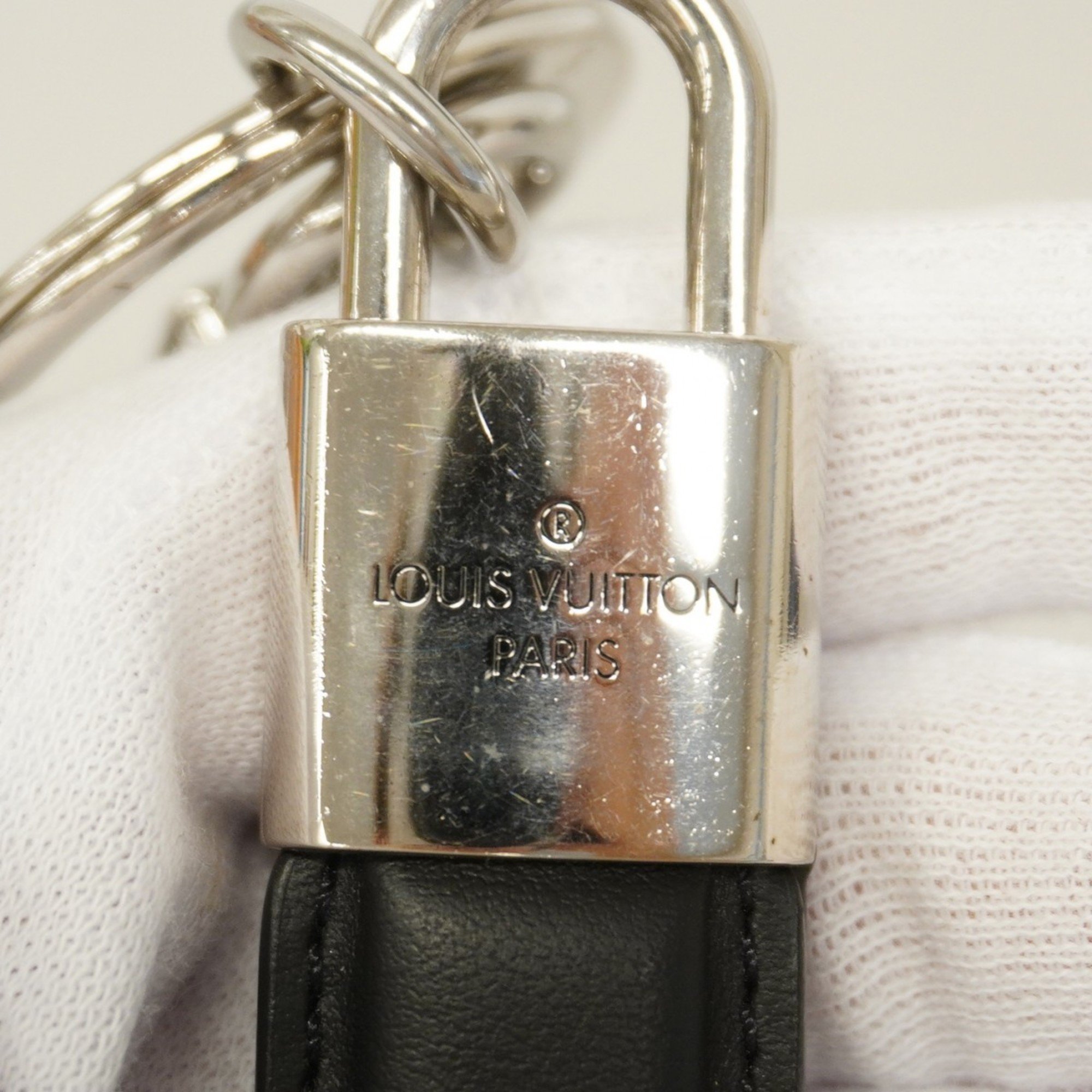 Louis Vuitton Keychain LV Padlock M00745 Black Silver Men's