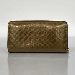 Gucci Long Wallet Micro Guccissima 308005 Enamel Brown Champagne Ladies