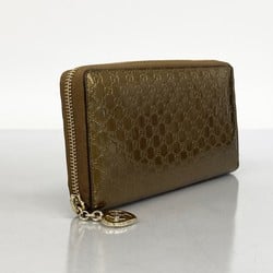 Gucci Long Wallet Micro Guccissima 308005 Enamel Brown Champagne Ladies