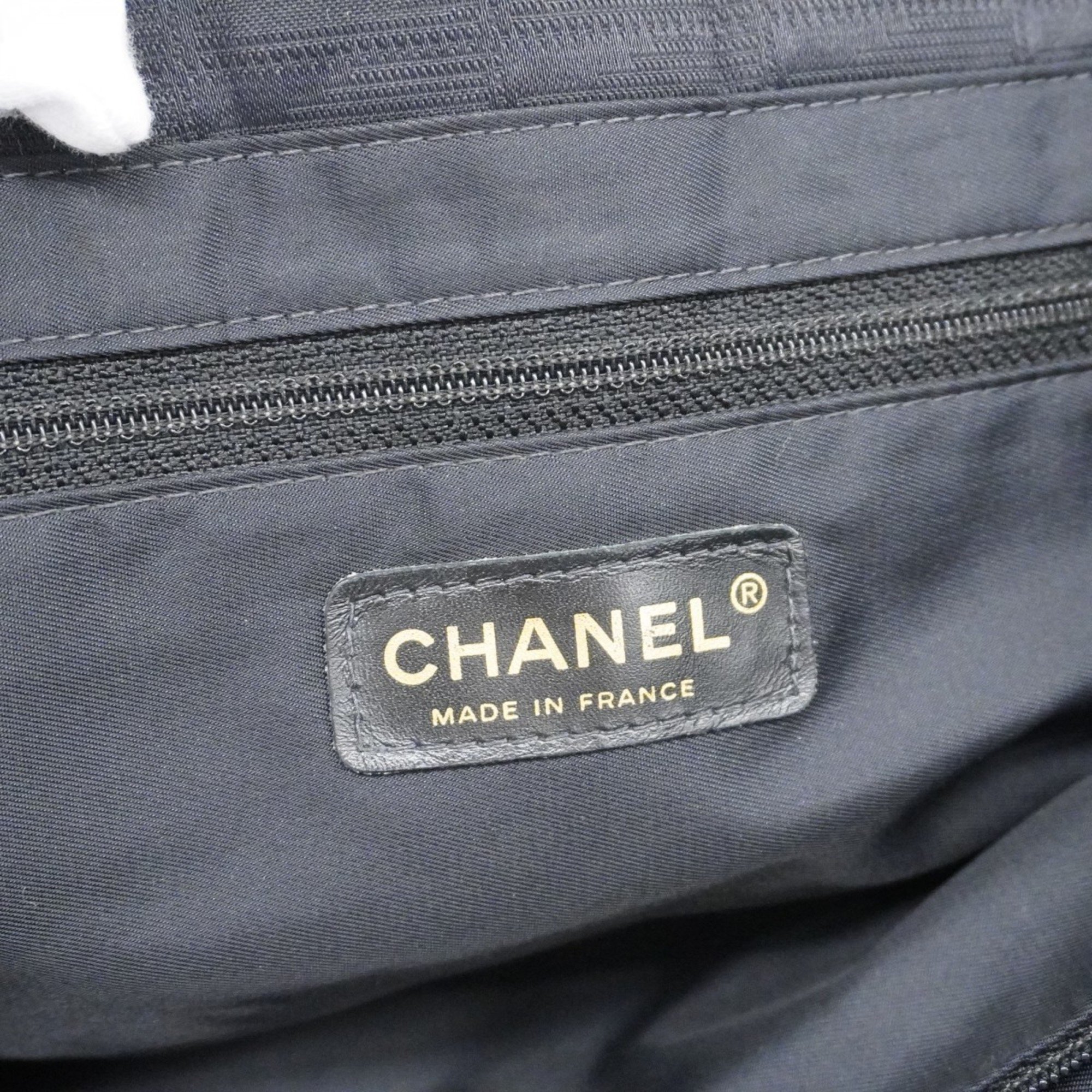 Chanel Tote Bag New Travel Nylon Black Champagne Ladies