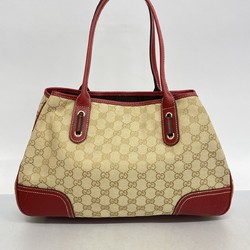 Gucci Tote Bag GG Canvas Sherry Line 163805 Brown Red Champagne Women's