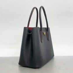 Prada Tote Bag Saffiano Leather Black Red Women's