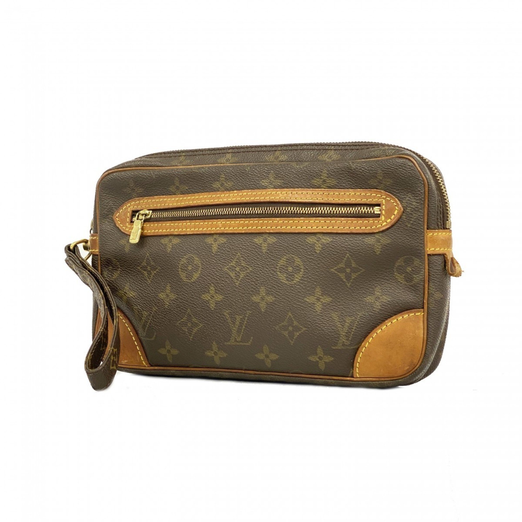 Louis Vuitton Clutch Bag Monogram Marly Dragonne M51825 Brown Men's