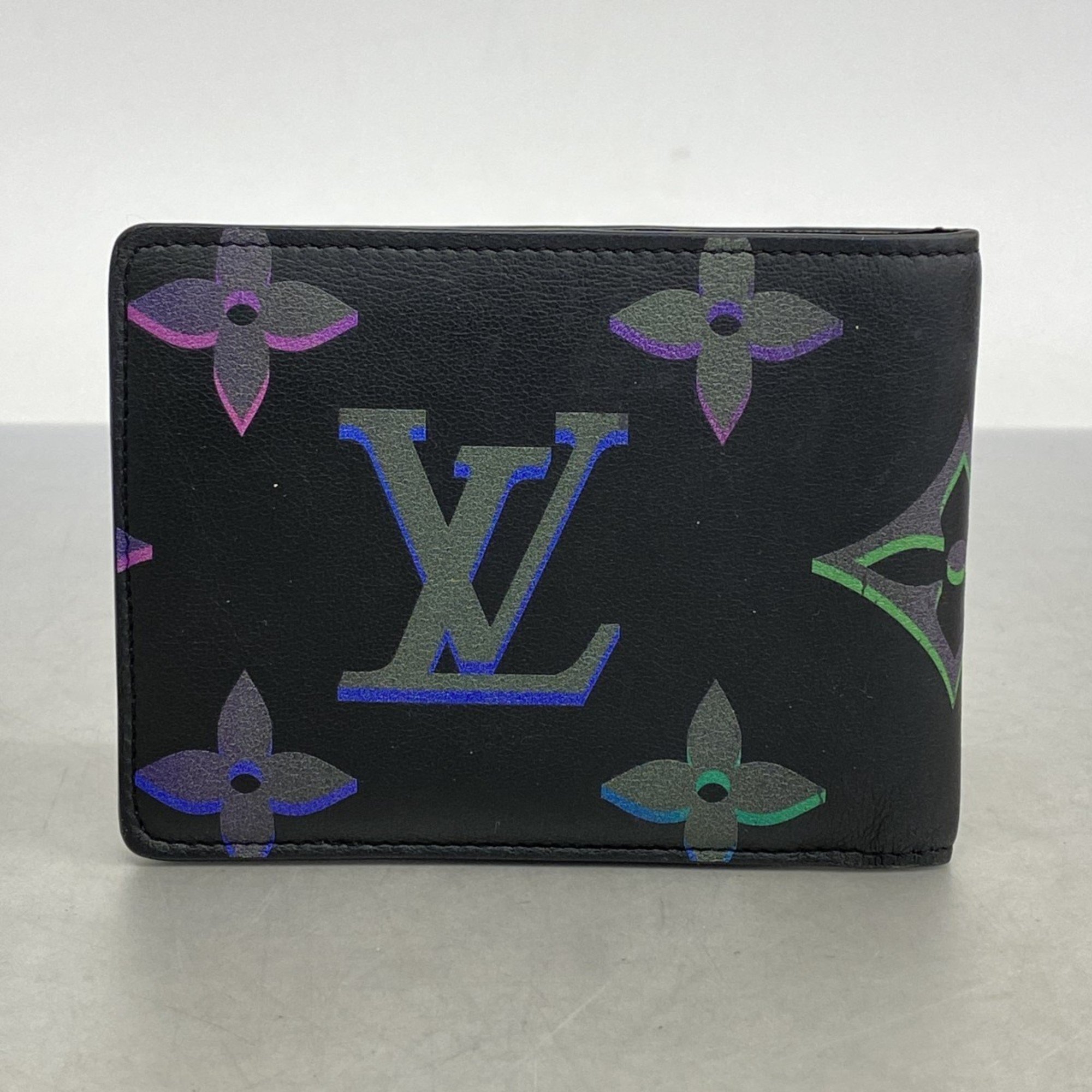 Louis Vuitton Wallet Calfskin Portefeuille Multiple M82297 Black Multi Men's