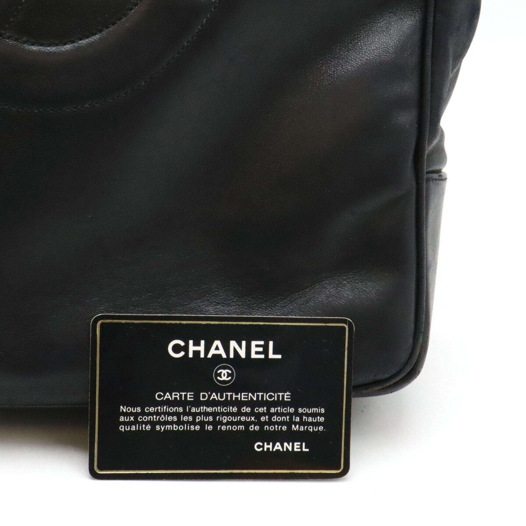 CHANEL Coco Mark Tote Bag Shoulder Leather Black