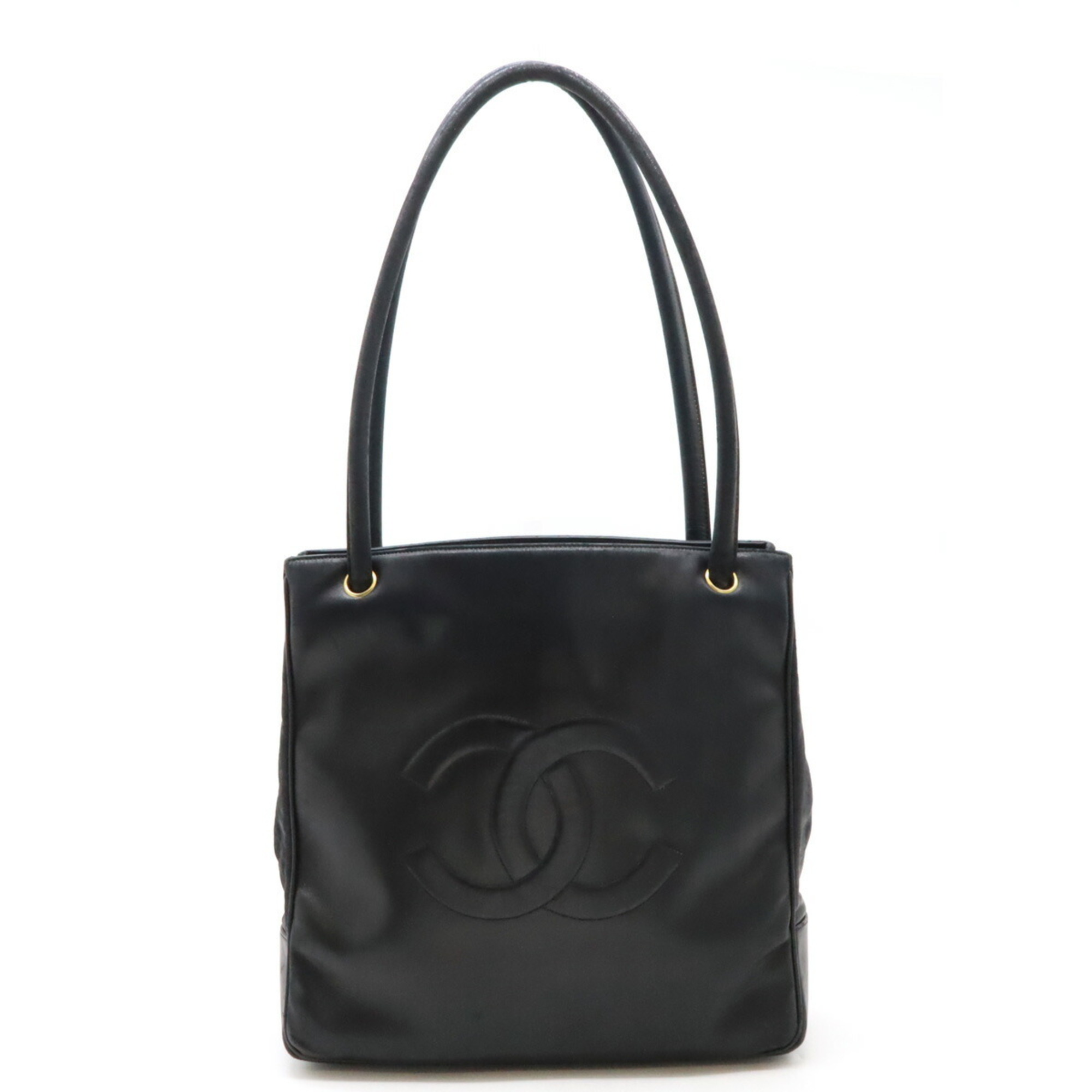 CHANEL Coco Mark Tote Bag Shoulder Leather Black