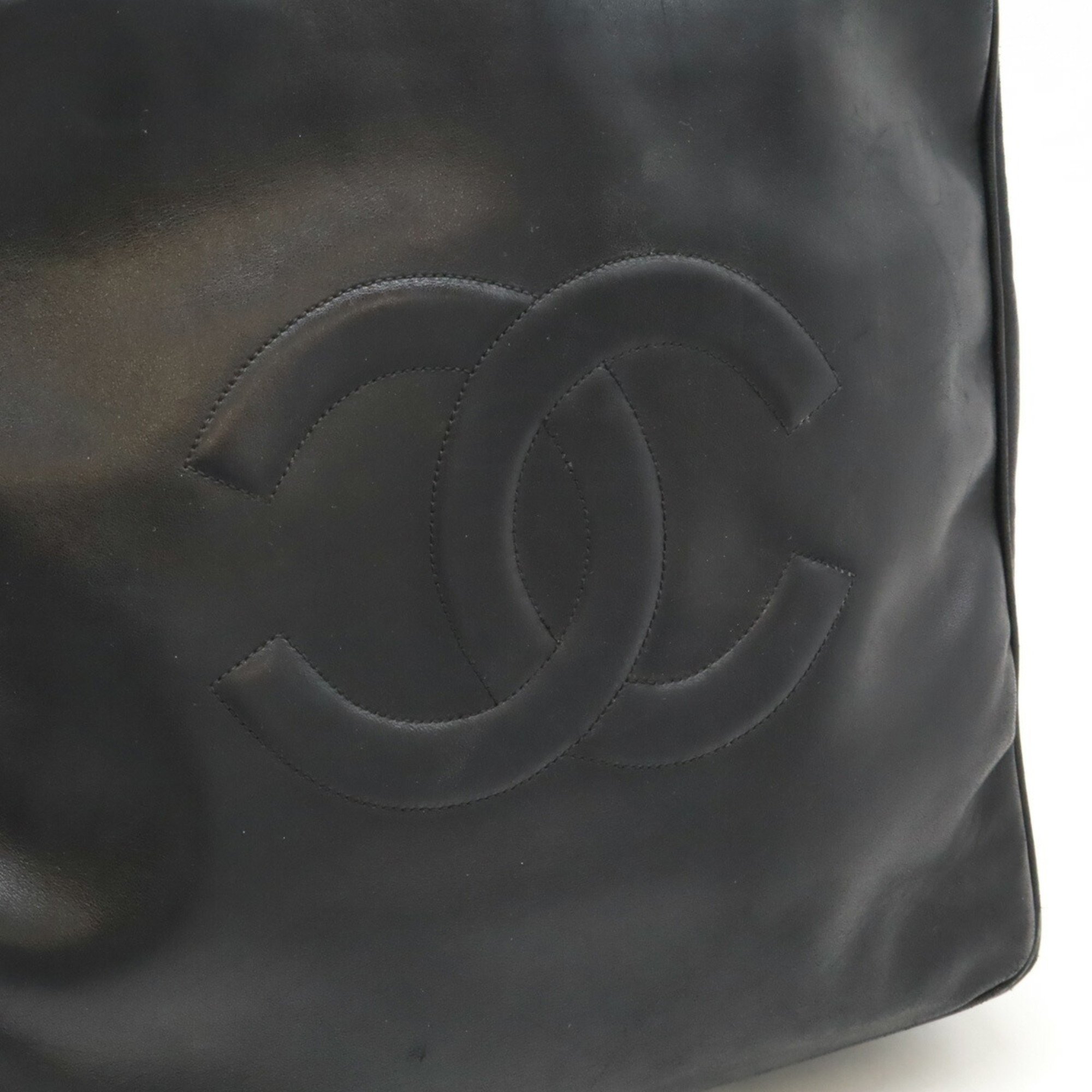 CHANEL Coco Mark Tote Bag Shoulder Leather Black