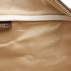 HERMES Victoria 43 Boston Bag Travel Toile H Taurillon Clemence Beige Tail Brown