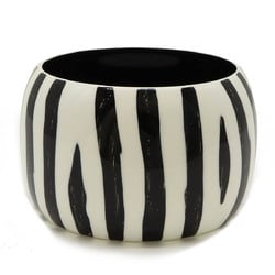 HERMES Bangle Bracelet Zebra Pattern Lacquer Wood Black White S Size