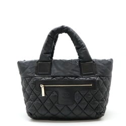 CHANEL Coco Cocoon Small Tote Bag Handbag Quilted Nylon Leather Black 8610