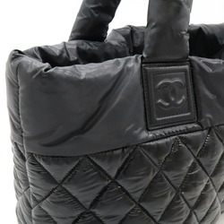 CHANEL Coco Cocoon Small Tote Bag Handbag Quilted Nylon Leather Black 8610