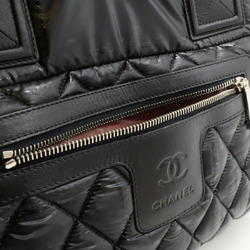 CHANEL Coco Cocoon Small Tote Bag Handbag Quilted Nylon Leather Black 8610