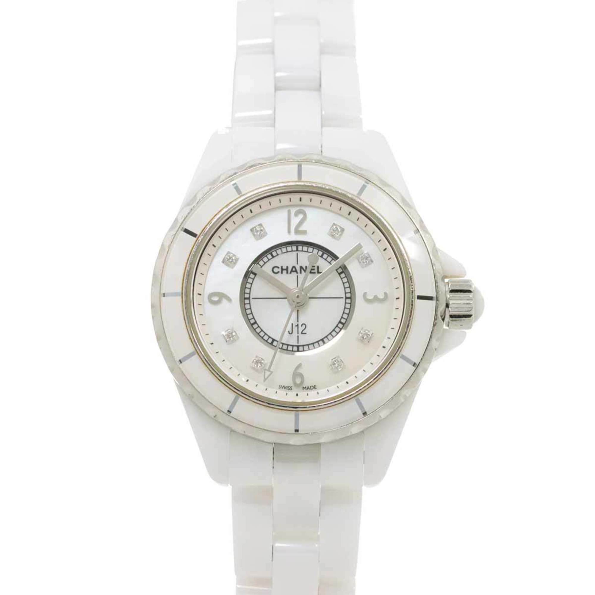 Chanel CHANEL J12 29mm H2570 Ladies Watch 8P Diamond White Shell Ceramic Quartz