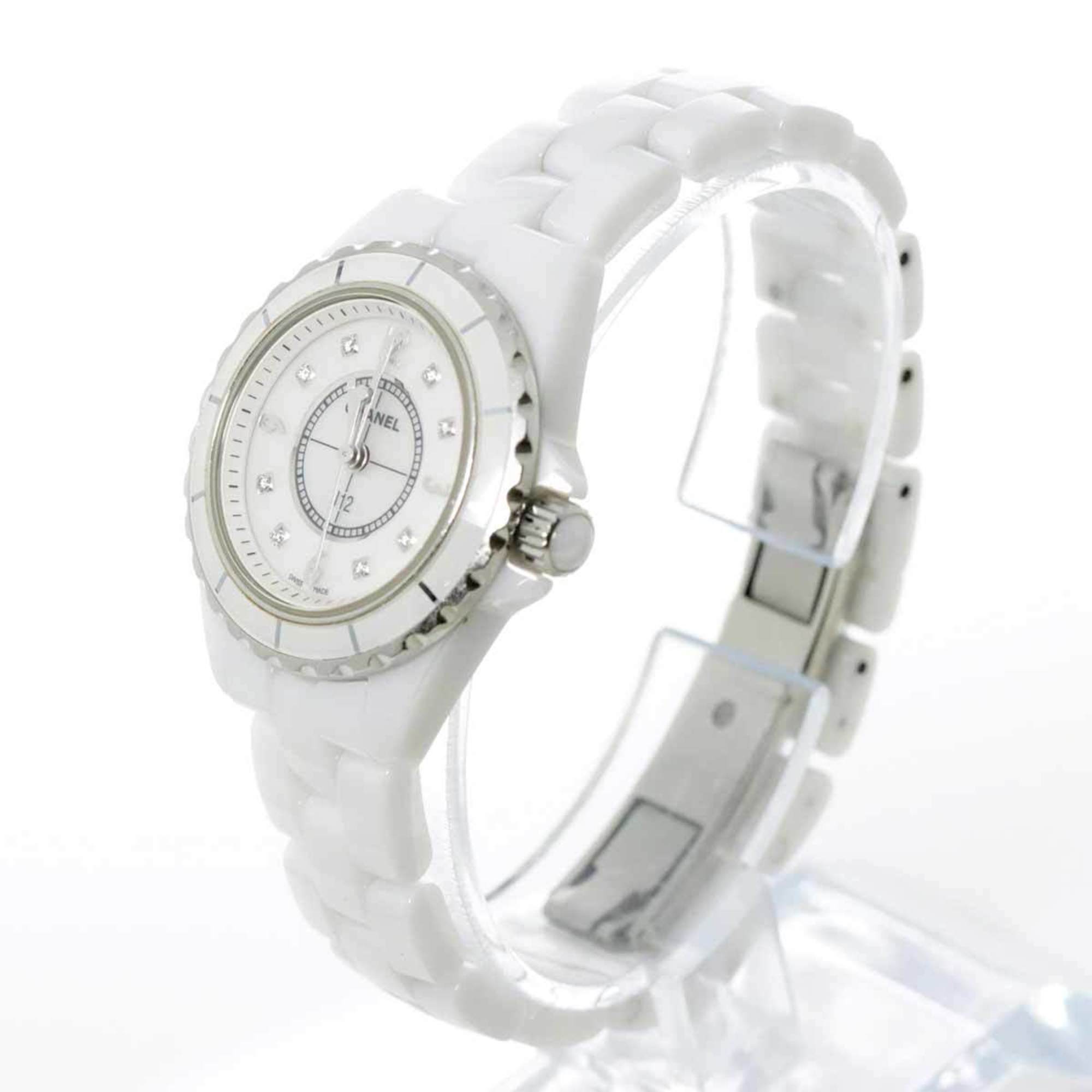 Chanel CHANEL J12 29mm H2570 Ladies Watch 8P Diamond White Shell Ceramic Quartz