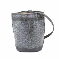 GOYARD Petit Flot Bucket Shoulder Bag PVC Leather Grey