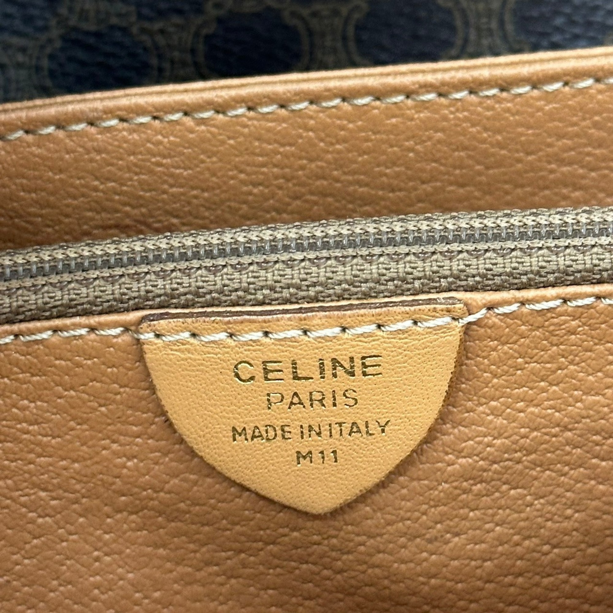 CELINE Macadam Shoulder Bag Brown Women's