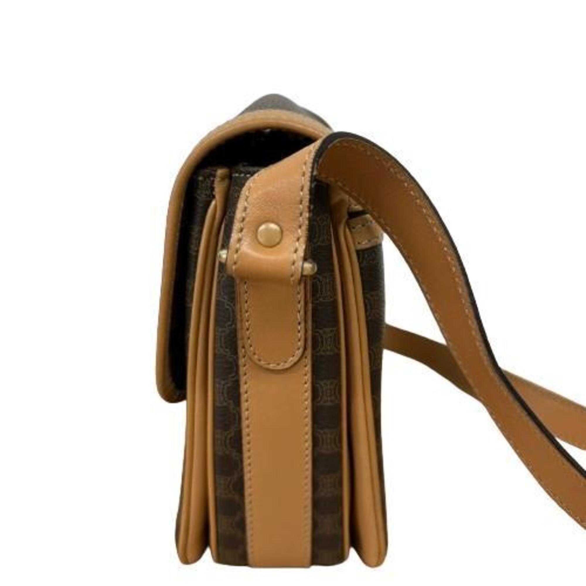 CELINE Macadam Shoulder Bag Brown Women's