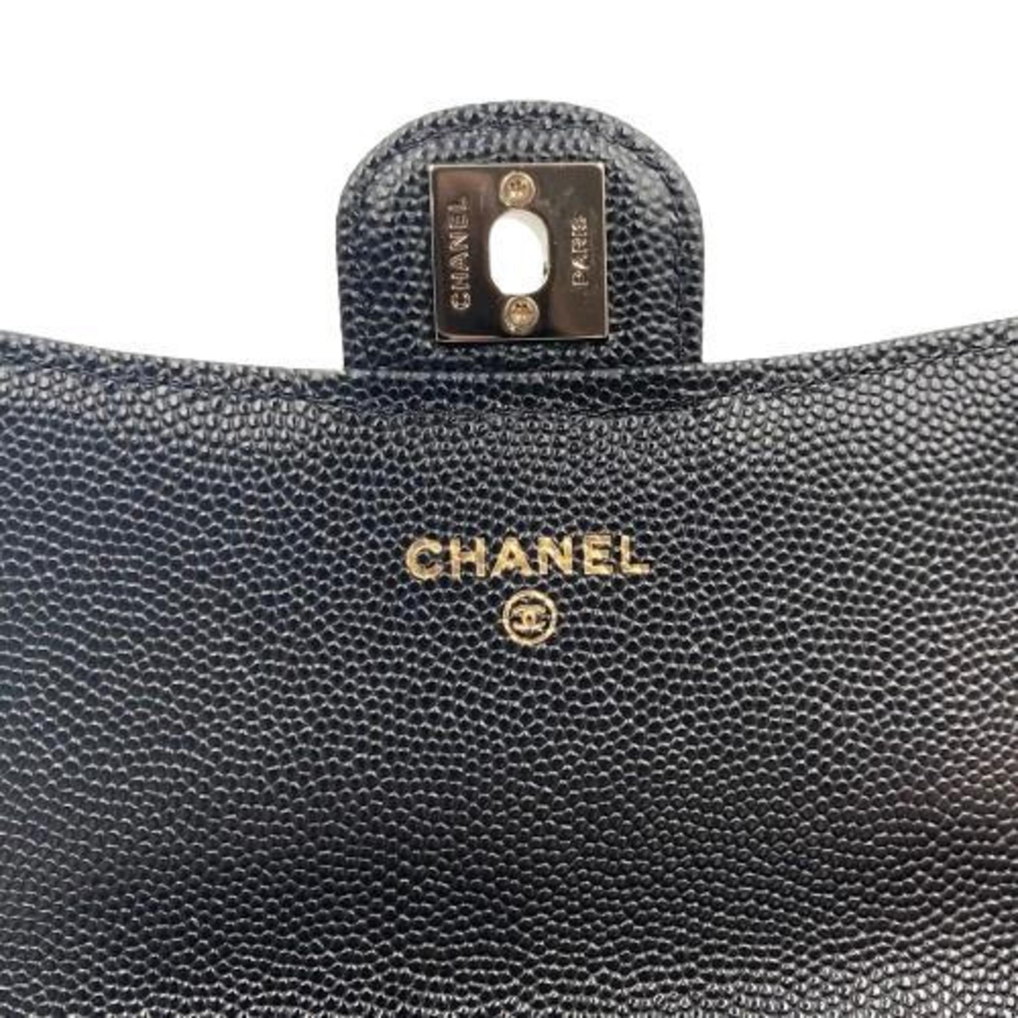 CHANEL Chain Wallet Caviar Skin 22-23AW Champagne