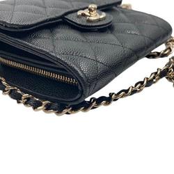 CHANEL Chain Wallet Caviar Skin 22-23AW Champagne