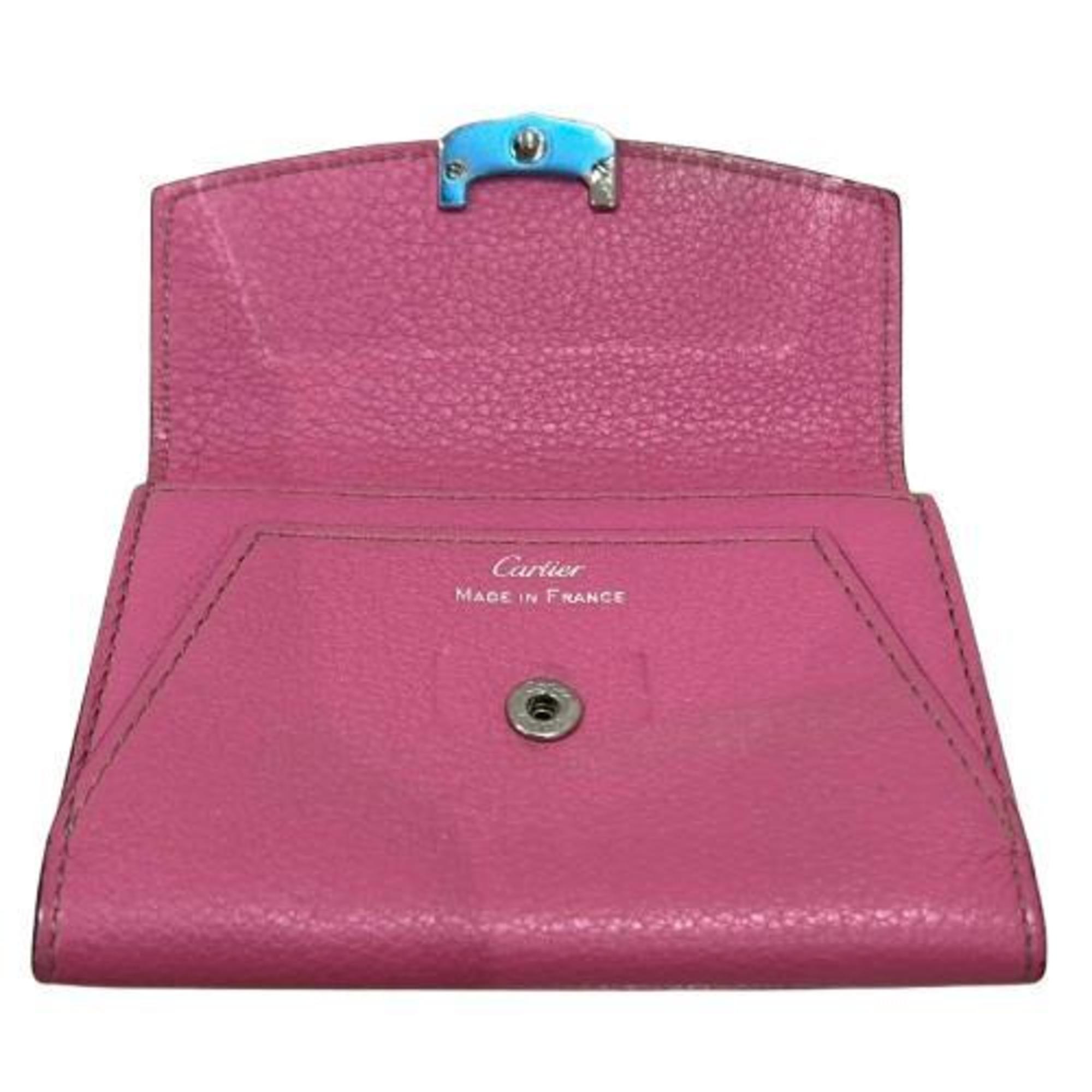 Cartier C de Business Card Holder/Card Case Pink Women's