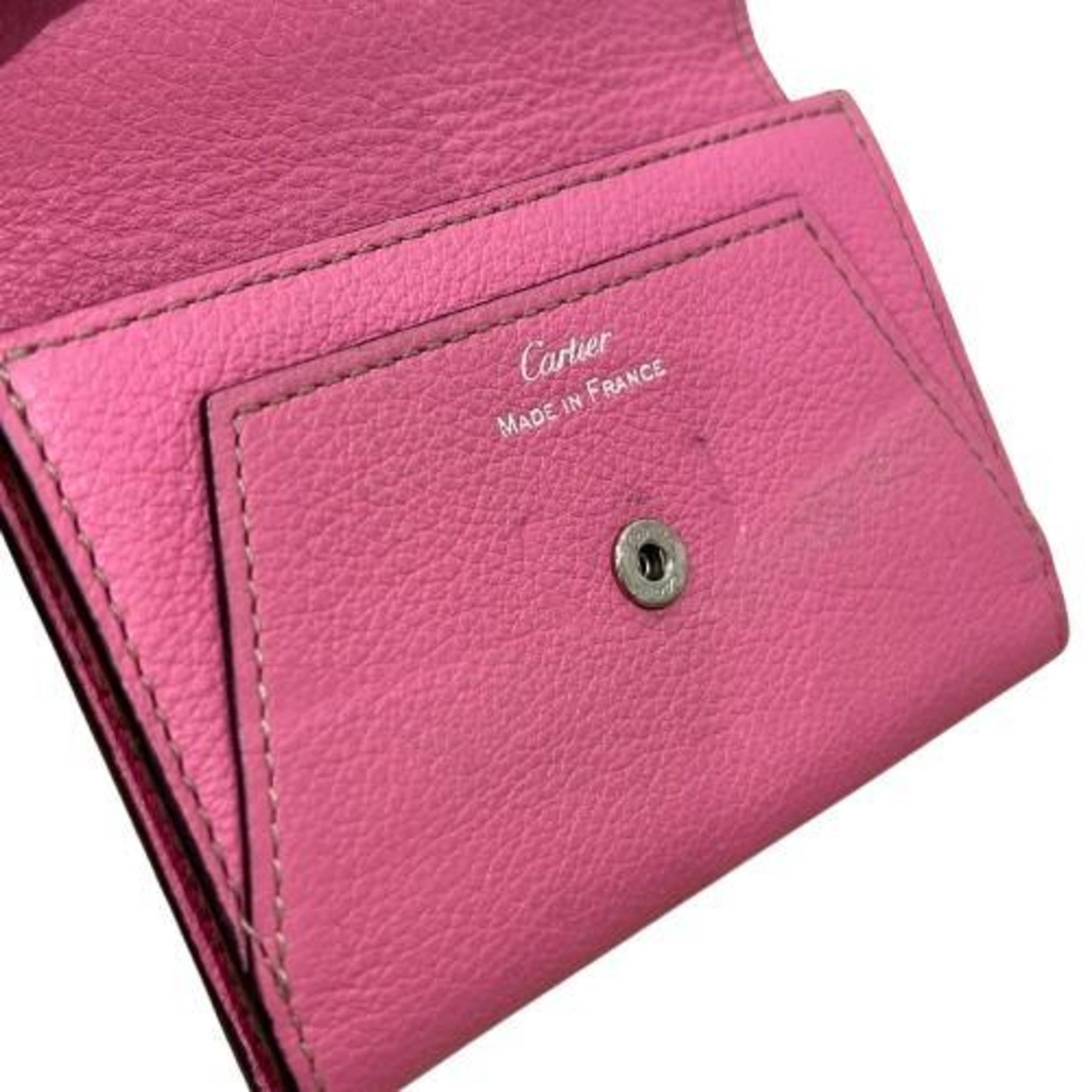 Cartier C de Business Card Holder/Card Case Pink Women's