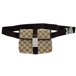 GUCCI 131236 Waist Bag Body GG Canvas Brown