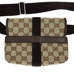 GUCCI 131236 Waist Bag Body GG Canvas Brown