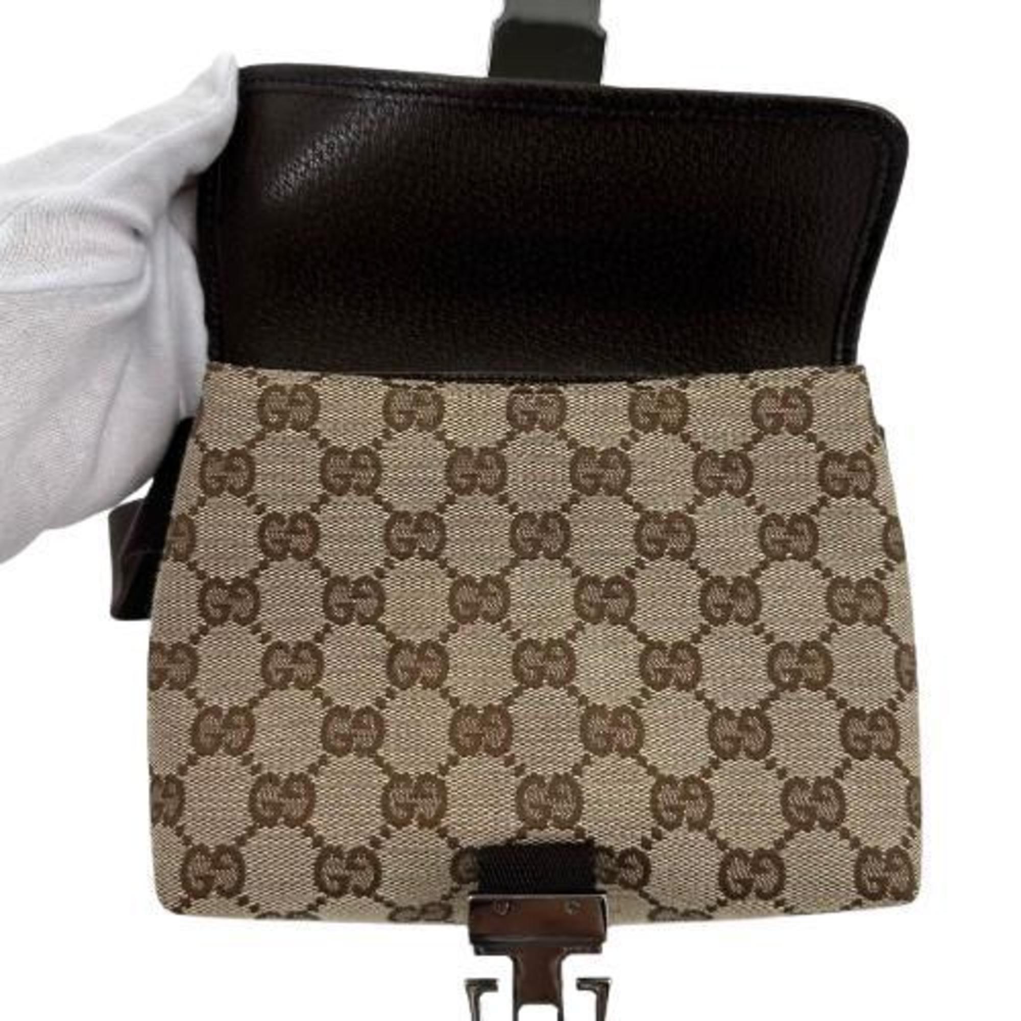 GUCCI 131236 Waist Bag Body GG Canvas Brown