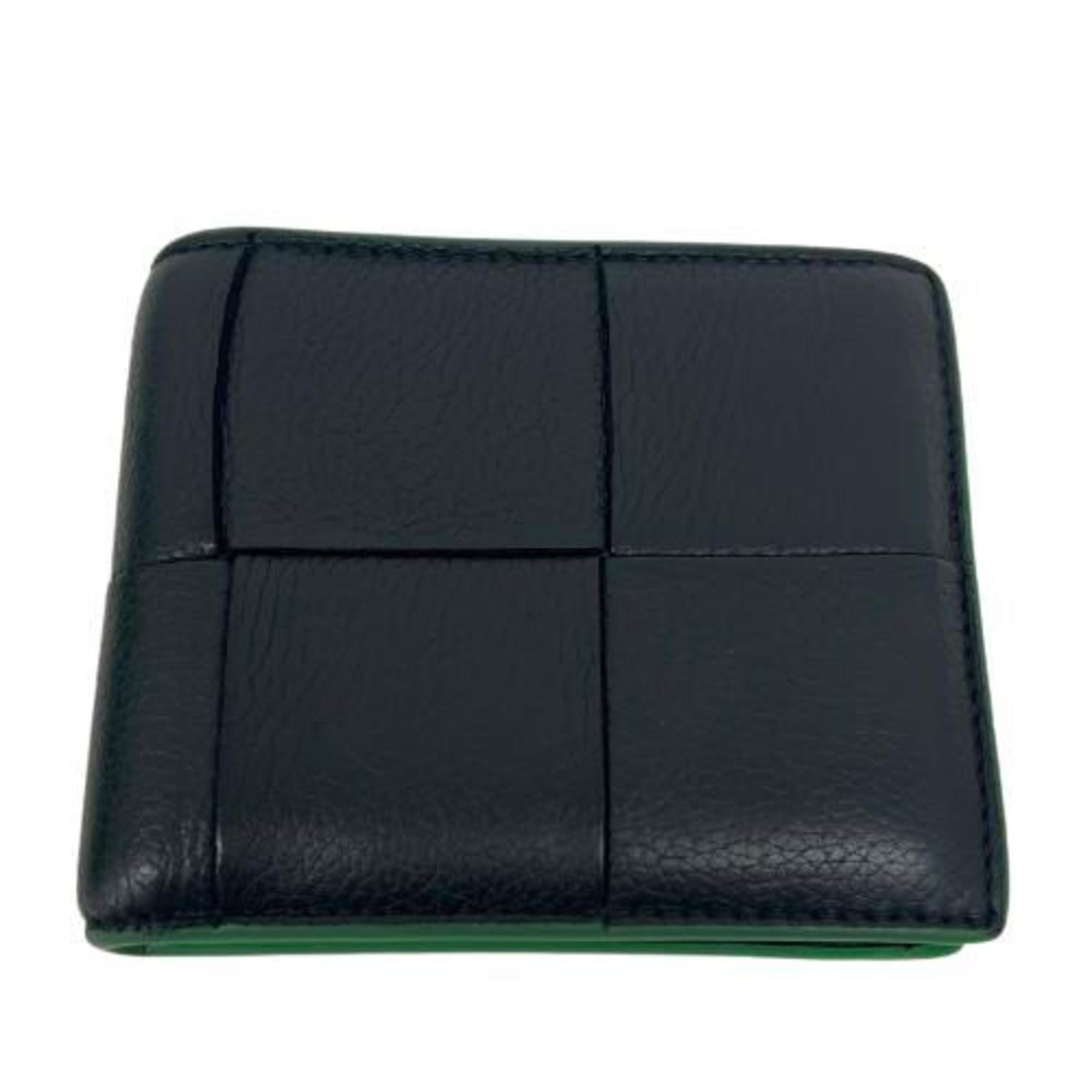 BOTTEGA VENETA Bottega Veneta Maxi Intrecciato Cassette Bi-fold Wallet Black Green Men's Women's