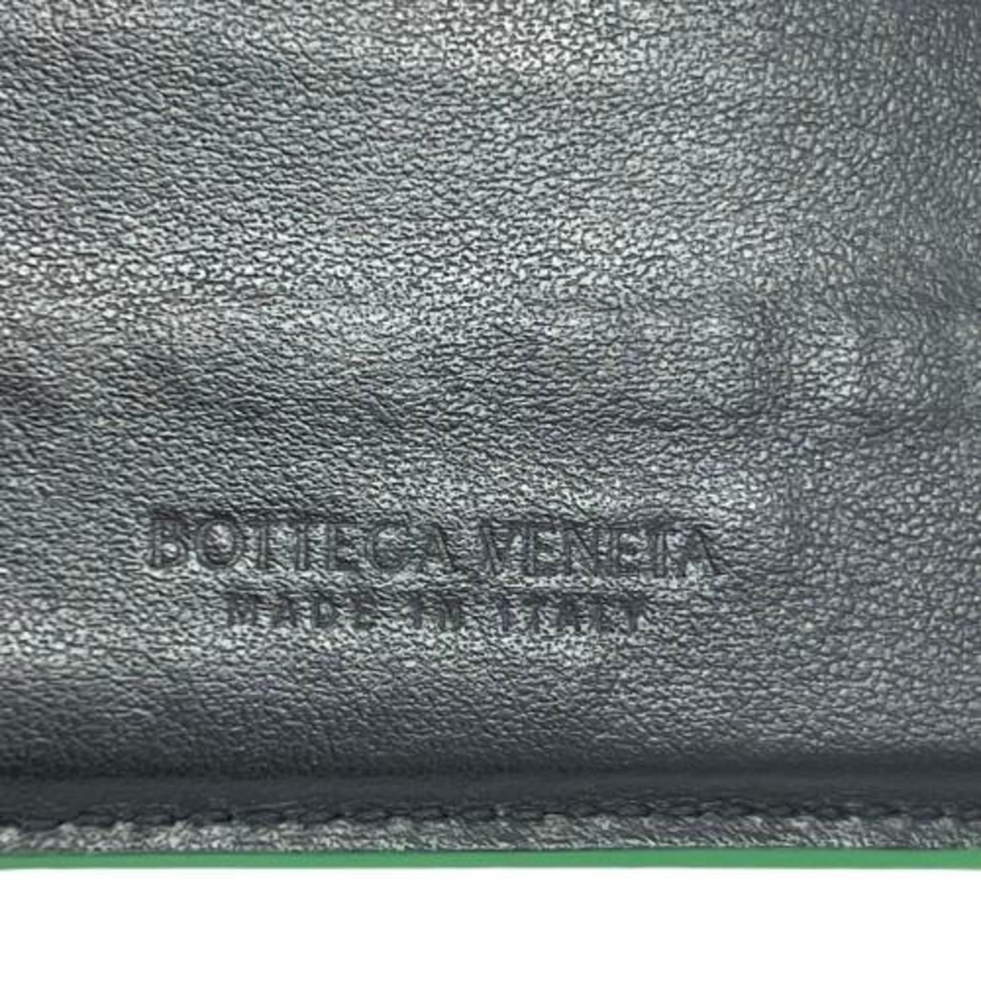 BOTTEGA VENETA Bottega Veneta Maxi Intrecciato Cassette Bi-fold Wallet Black Green Men's Women's