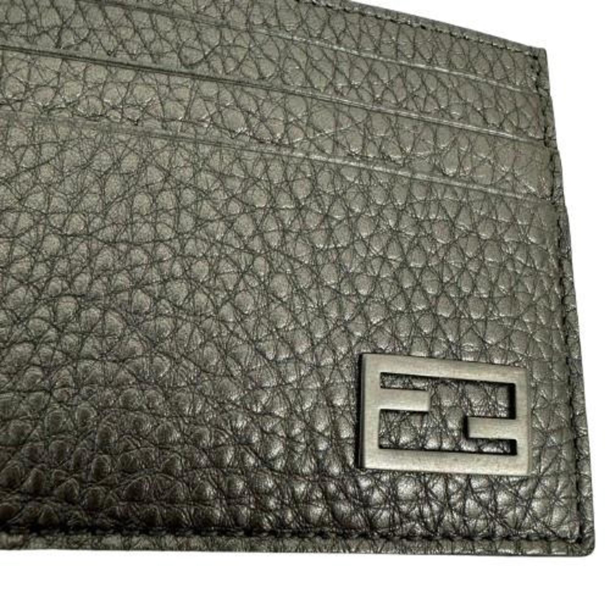 FENDI Business card holder/card case in grey with FF motif