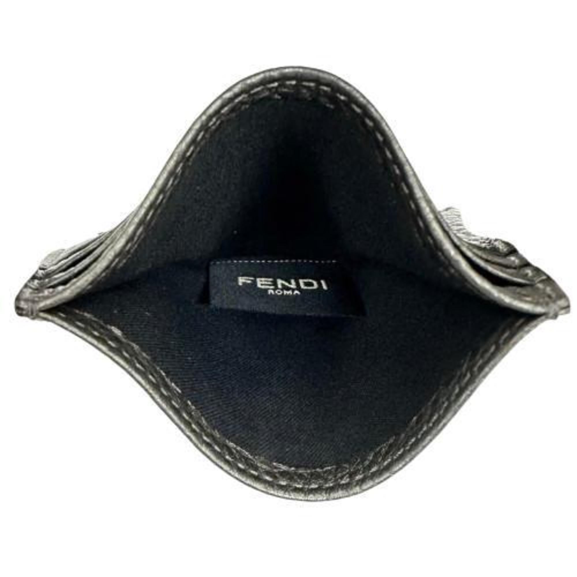 FENDI Business card holder/card case in grey with FF motif