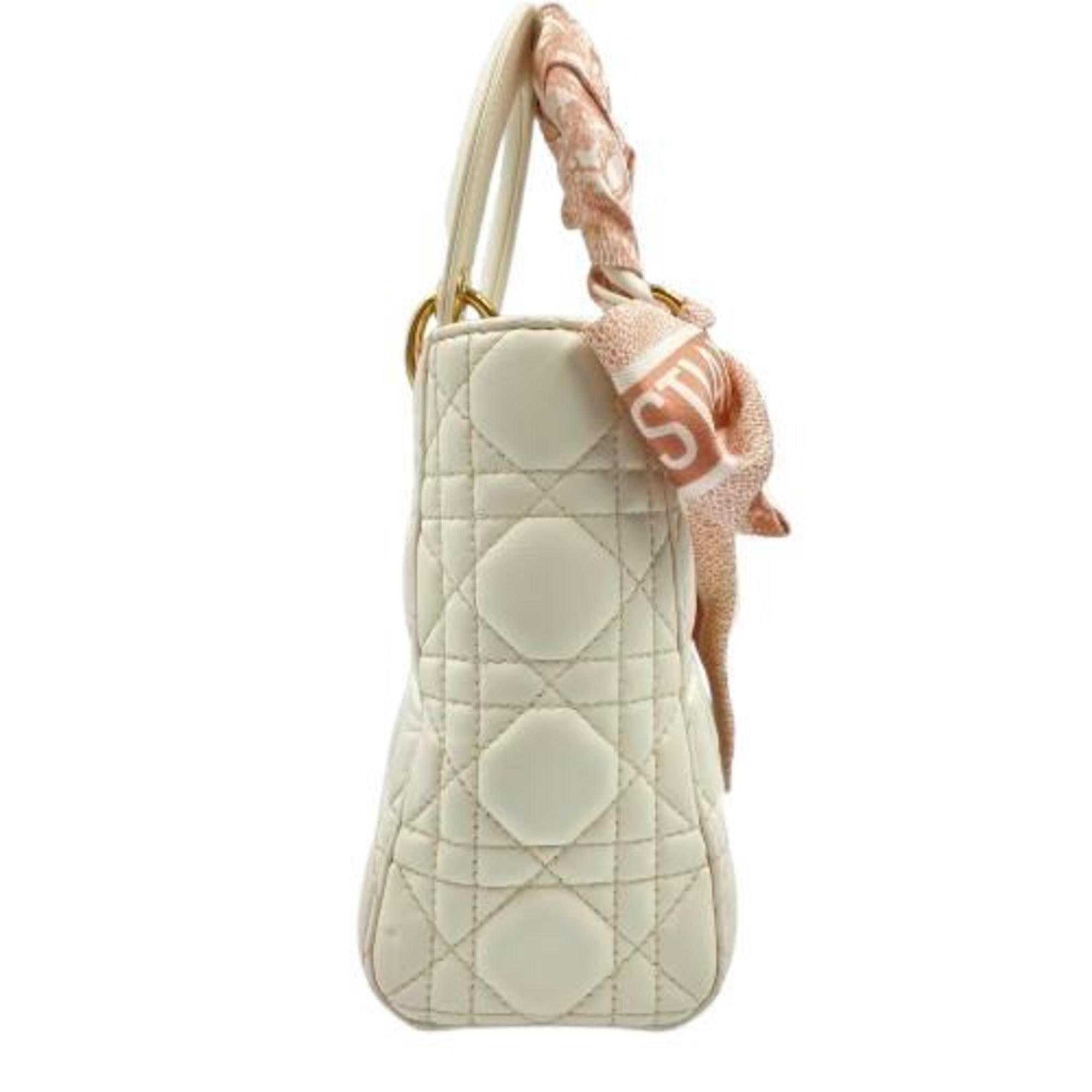 CHRISTIAN DIOR Lady Dior Cannage Small White with Scarf