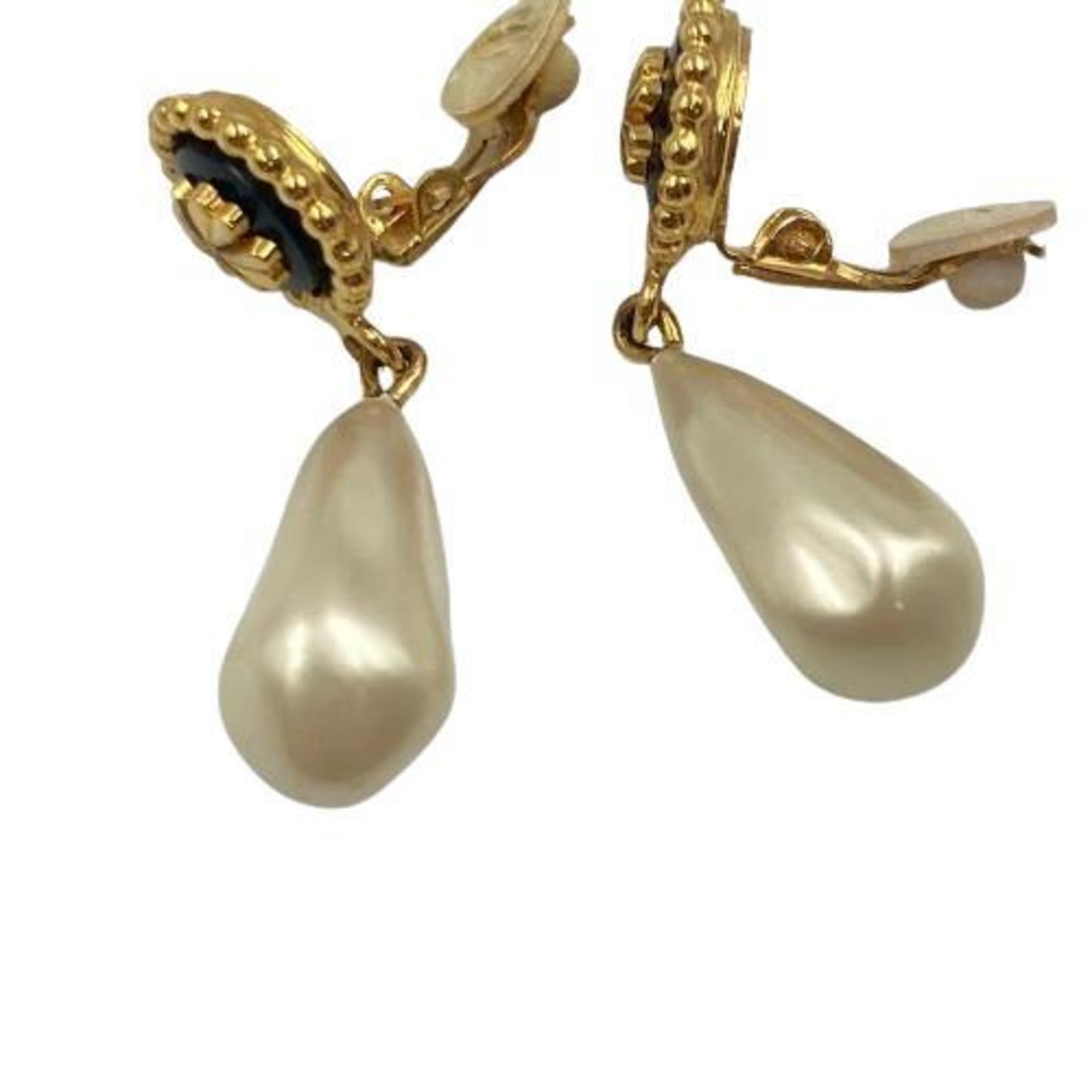 CHANEL Chanel Earrings Gold Swing Pearl