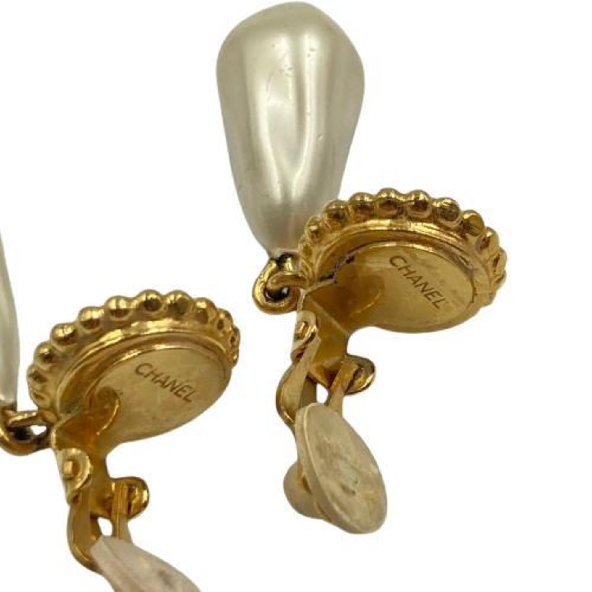 CHANEL Chanel Earrings Gold Swing Pearl