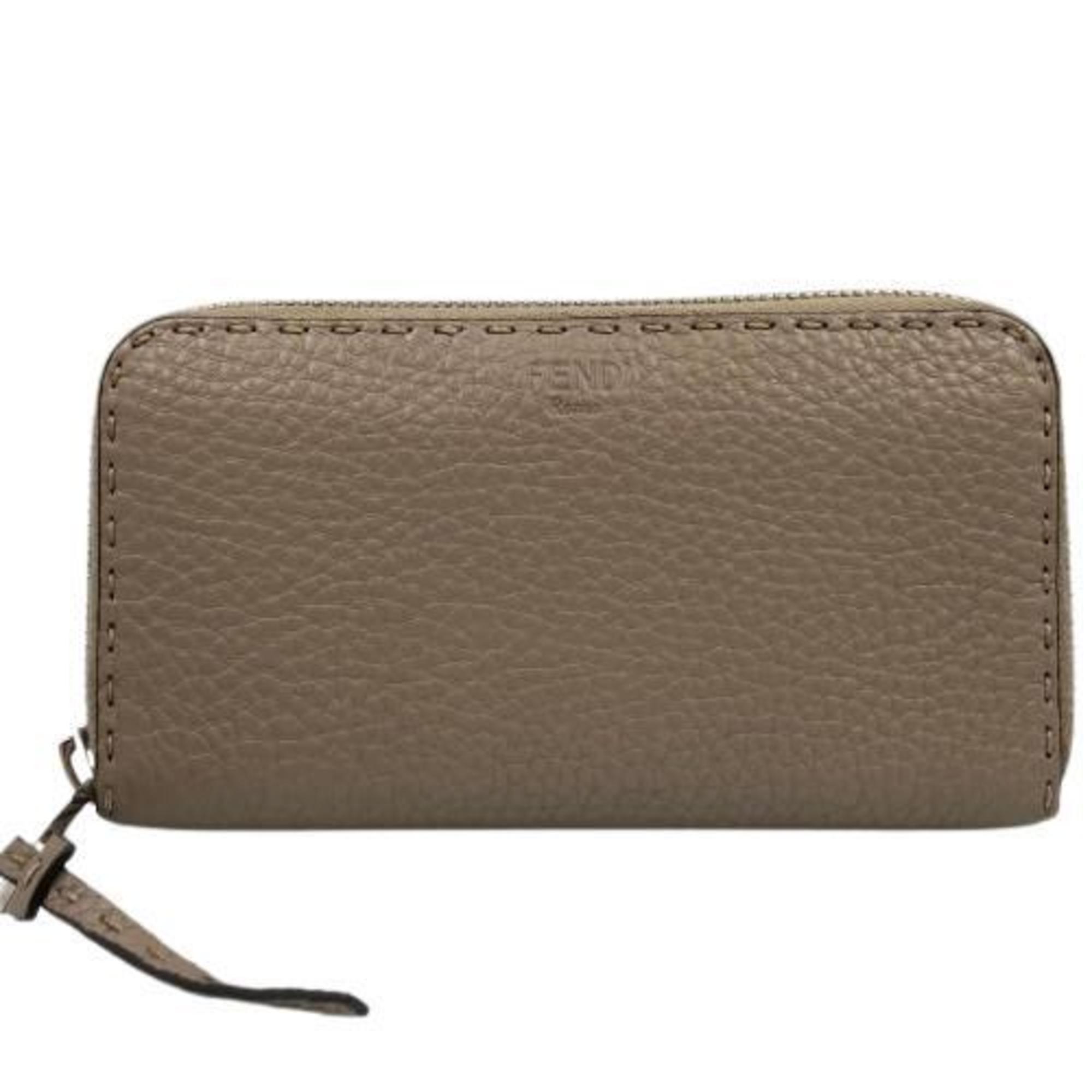 FENDI Selleria Long Wallet Round Beige