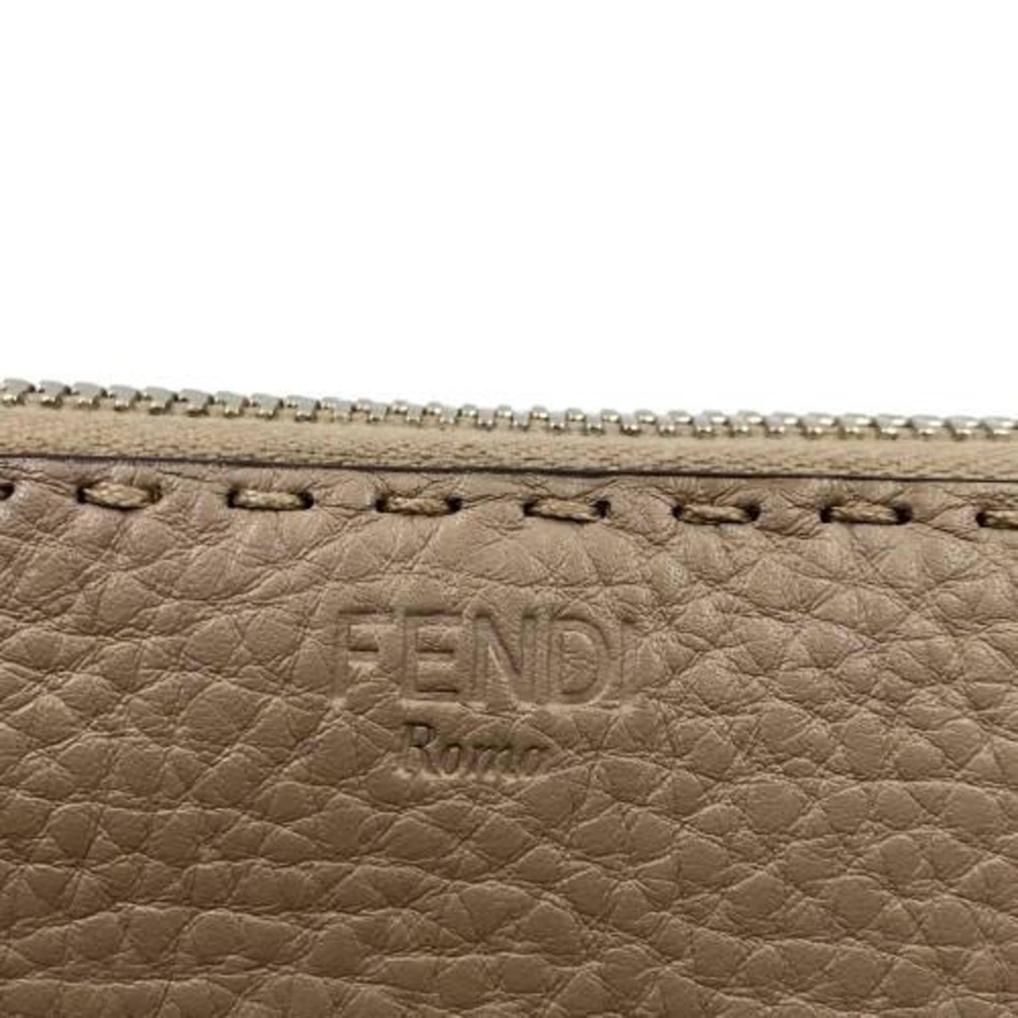 FENDI Selleria Long Wallet Round Beige