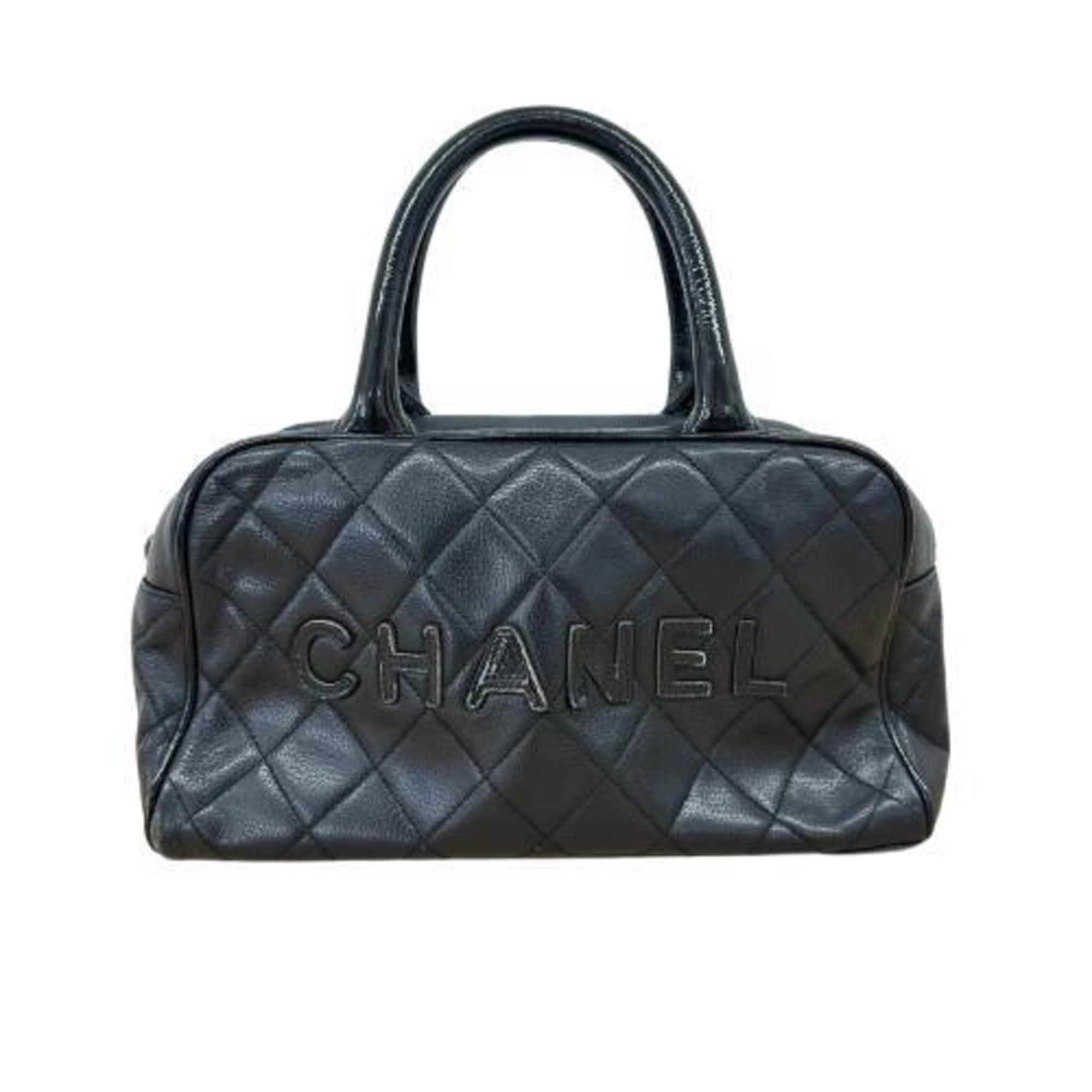 CHANEL Caviar Skin Boston Bag No.6 Leather Matelasse Black No Warranty Seal Included