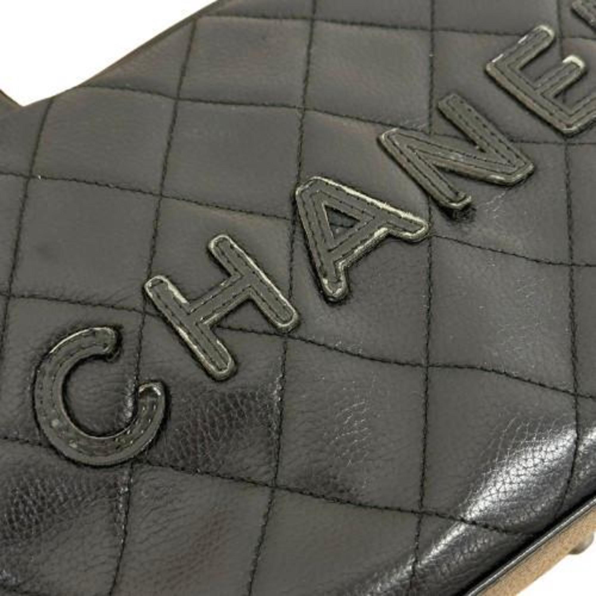 CHANEL Caviar Skin Boston Bag No.6 Leather Matelasse Black No Warranty Seal Included