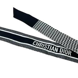 Christian Dior Dior Ribbon Scarf Mitza Houndstooth Pattern Black White Women's