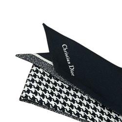 Christian Dior Dior Ribbon Scarf Mitza Houndstooth Pattern Black White Women's