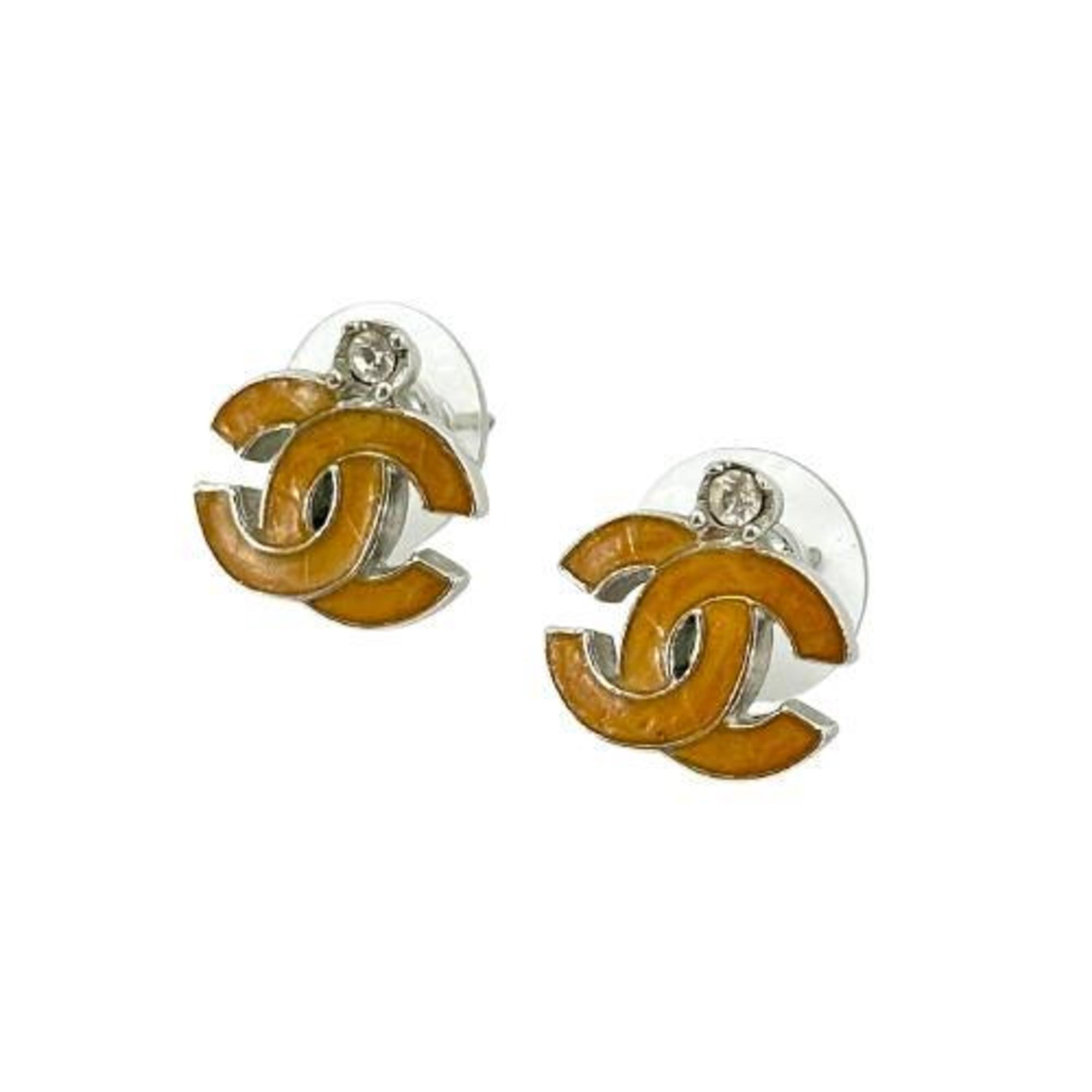 CHANEL Chanel Earrings 04P Yellow Coco Mark Women's One Side No Plate