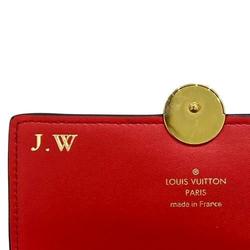 Louis Vuitton M64588 Monogram Portefeuille Flore Compact Fuchsia Initials Red Brown Women's