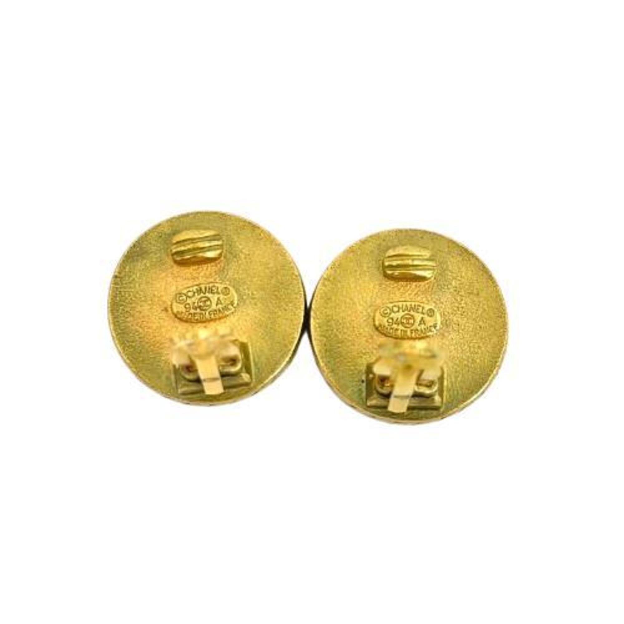 CHANEL Chanel Earrings 94A Coco Mark Gold Plated Buttons Women's