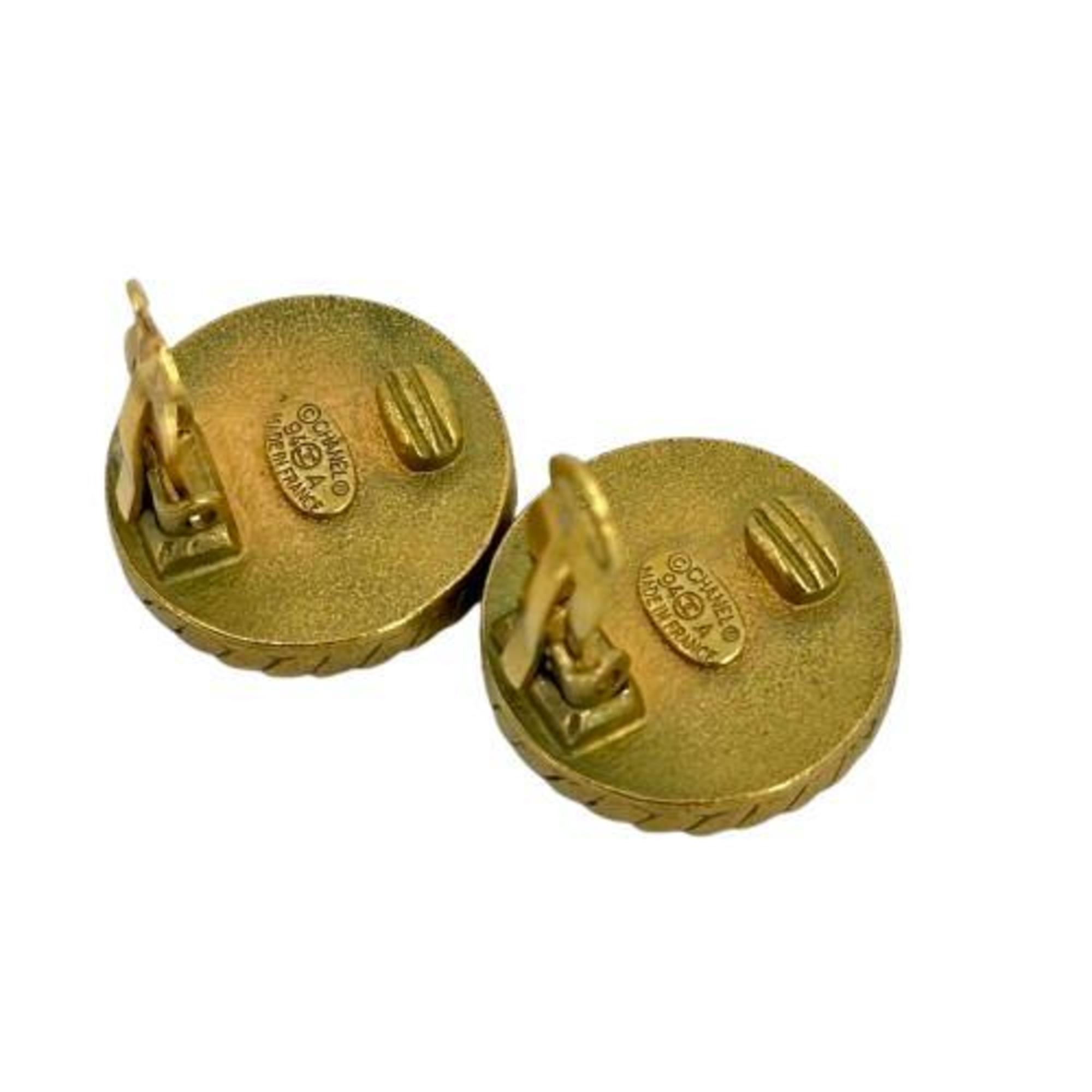 CHANEL Chanel Earrings 94A Coco Mark Gold Plated Buttons Women's