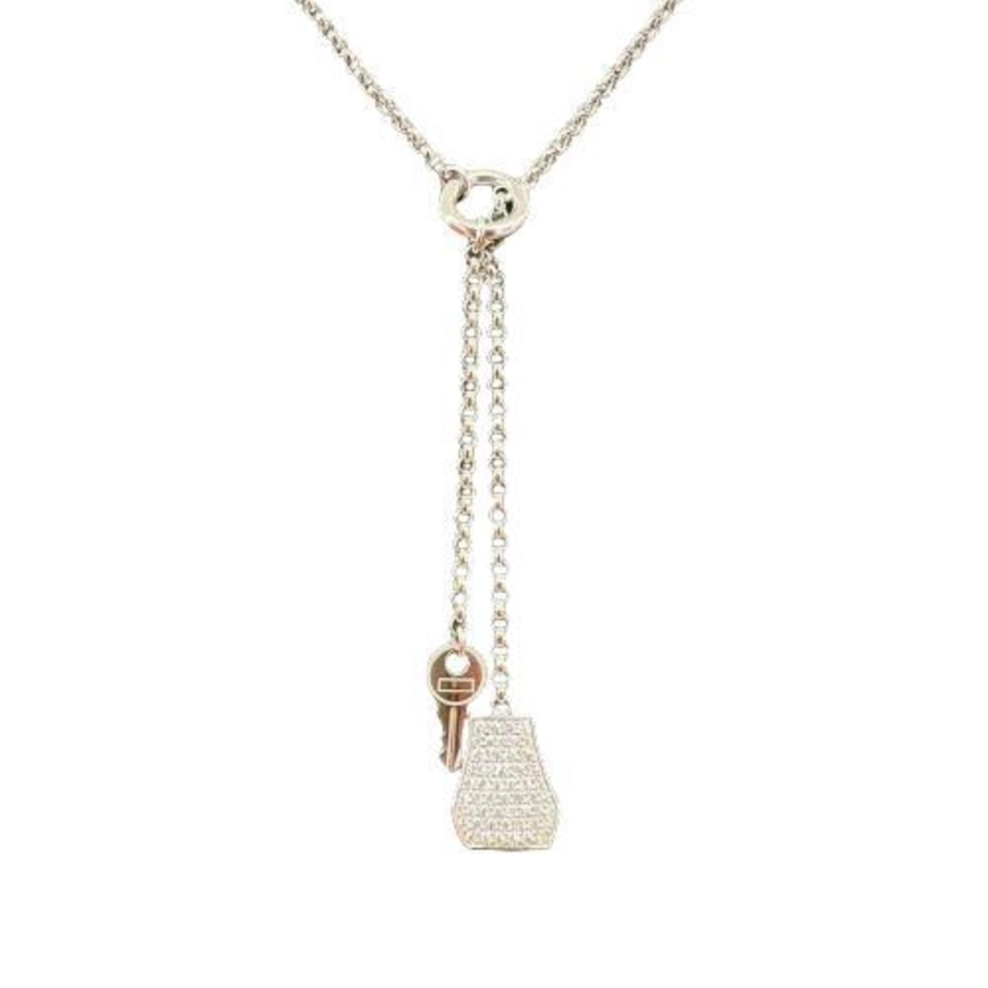 HERMES Kelly Crochet PM K18WG Pavé Diamond Necklace for Women