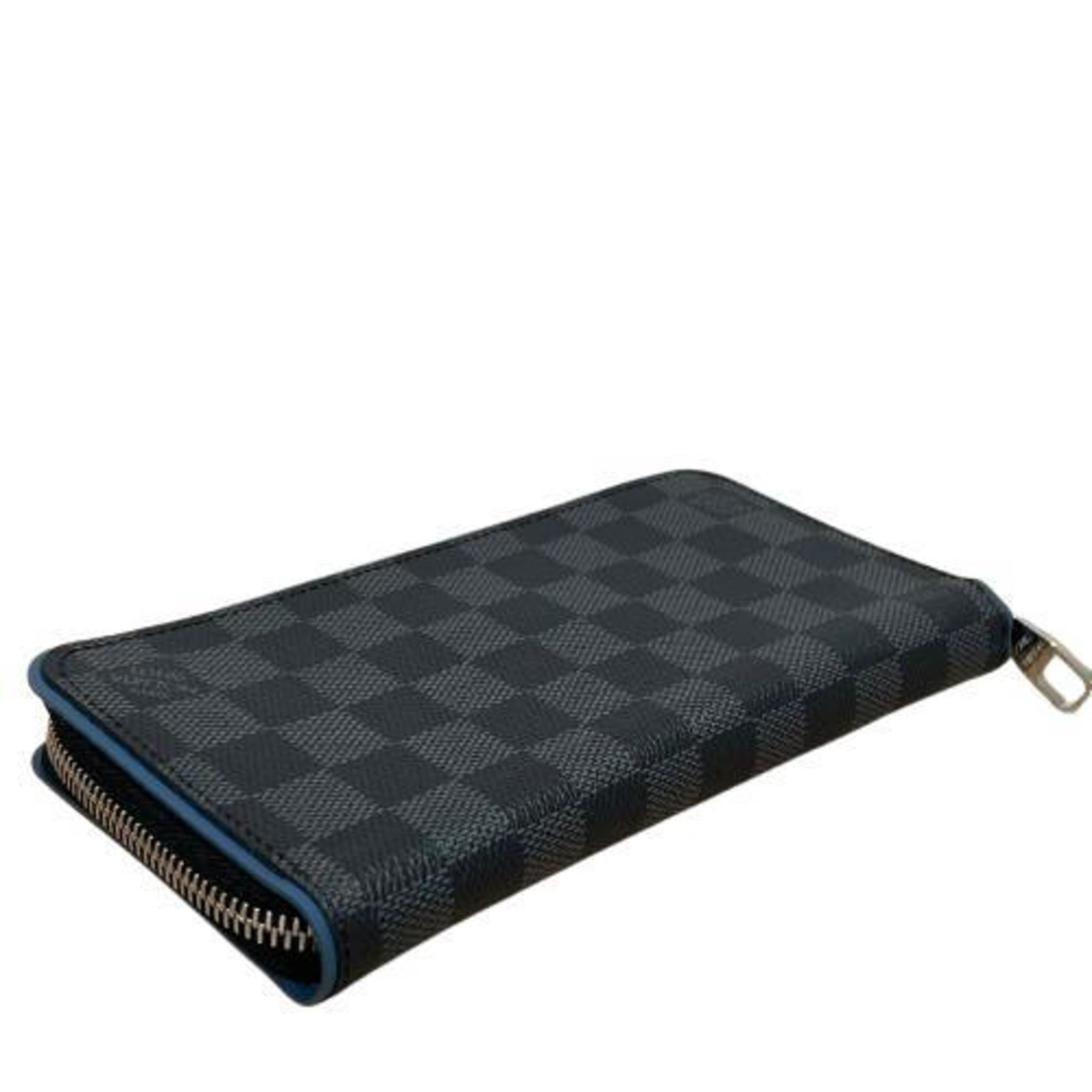 Louis Vuitton N64436 Damier Zippy Wallet Vertical Long Black Blue Grey Men's