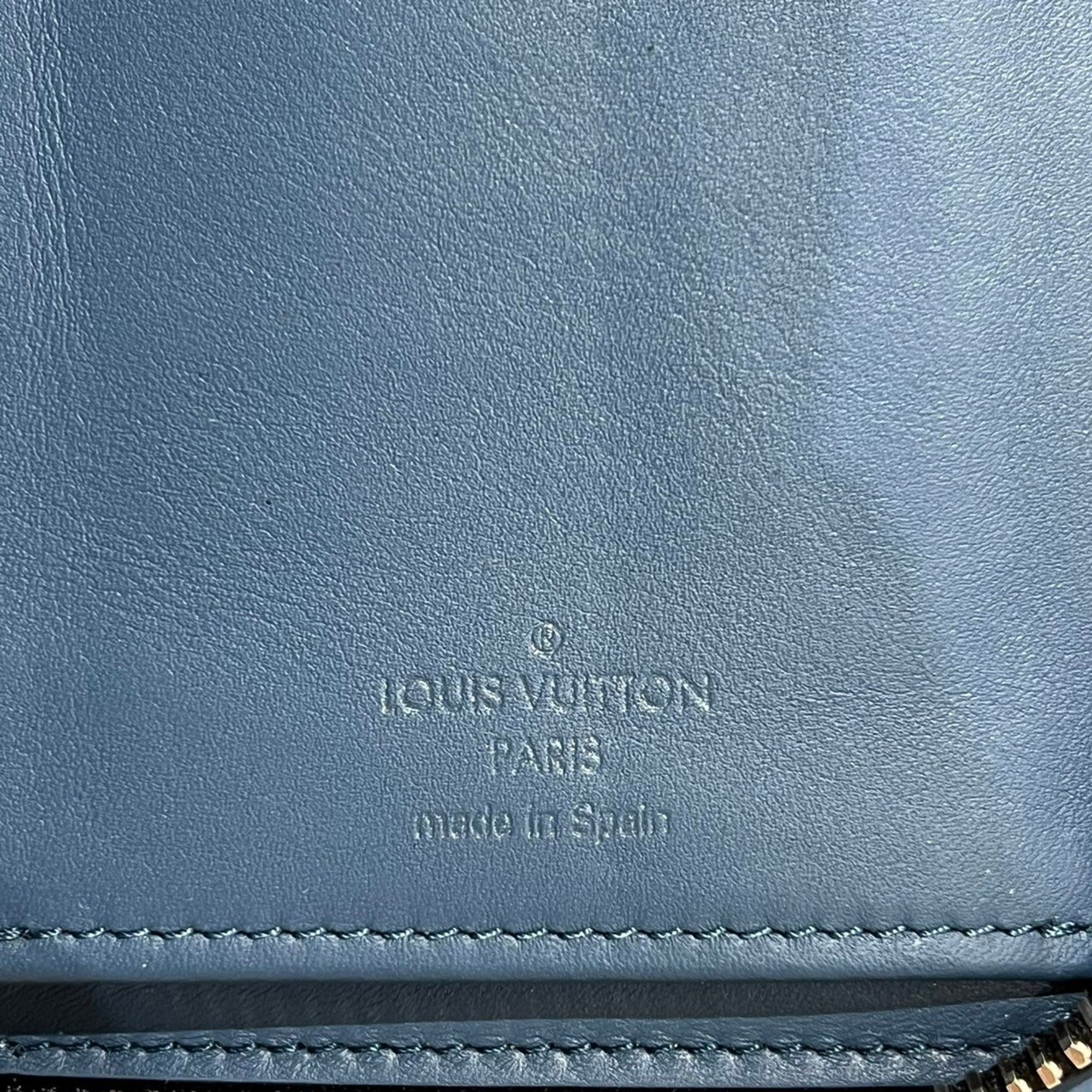 Louis Vuitton N64436 Damier Zippy Wallet Vertical Long Black Blue Grey Men's